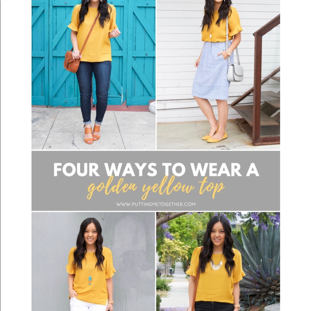 ✖️SOLD✖️ Yellow Flowy Bell Sleeves Fitted Blouse - Picture 6 of 6